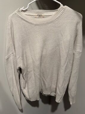 Zenana Outfitters Cream Textured Crewneck Sweater